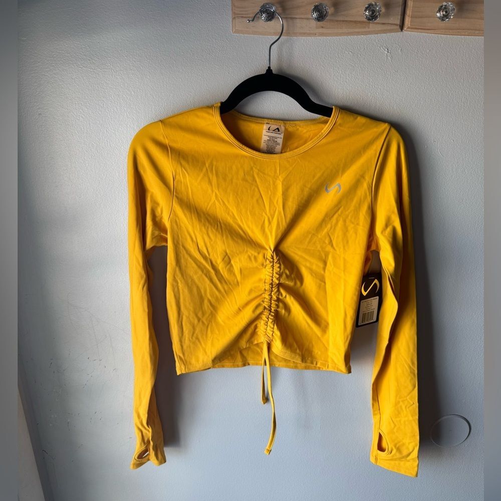 NWT TLF Revive Long Sleeve Crop Top - Golden Rod Yellow Medium